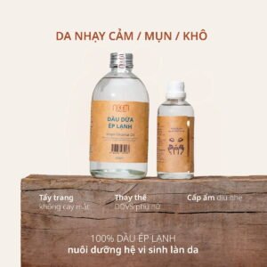 Dầu dừa ép lạnh thay thế nước tẩy trang cho da dầu mụn