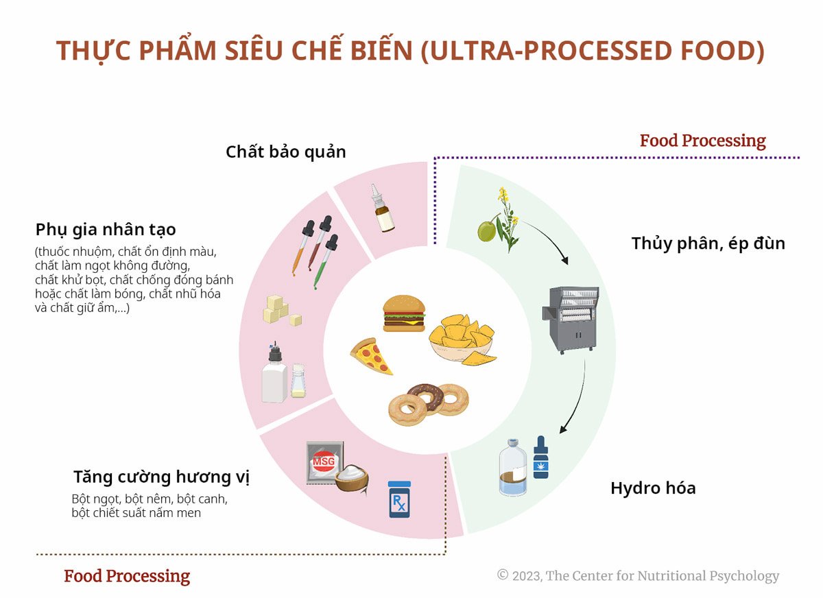 Thực Phẩm Siêu Chế Biến Là Gì Mà Có Nguy Cơ Gây Ung Thư 1 Thực phẩm siêu chế biến (ultra-processed food) là thức ăn được chế biến qua rất nhiều bước sản xuất bằng siêu chuỗi máy móc công nghiệp.